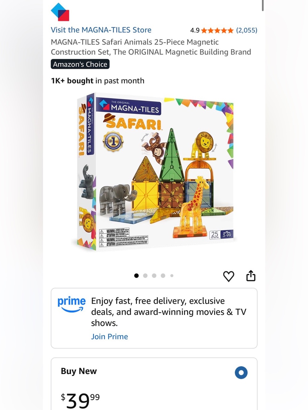 New in Box MAGNA-TILES Safari Animals 25-Piece Magnetic Construction Set - Picture 3 of 3